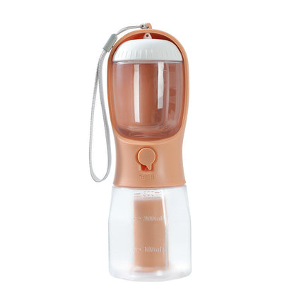 Taza de agua para perros, comedero y bolsa de basura tres en uno, portátil, pequeña y multifuncional para mascotas.