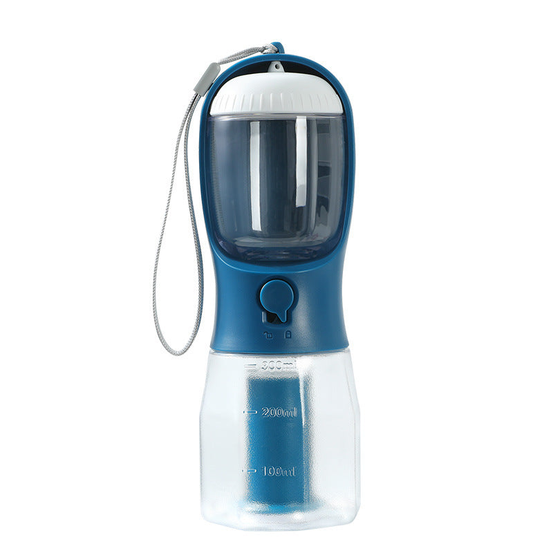 Taza de agua para perros, comedero y bolsa de basura tres en uno, portátil, pequeña y multifuncional para mascotas.
