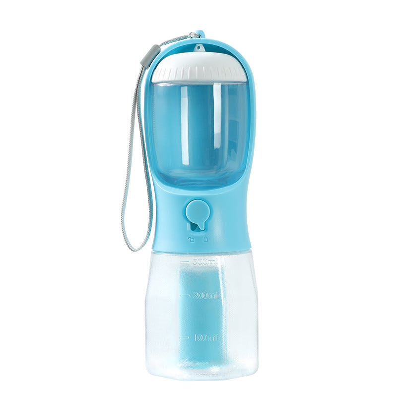 Taza de agua para perros, comedero y bolsa de basura tres en uno, portátil, pequeña y multifuncional para mascotas.