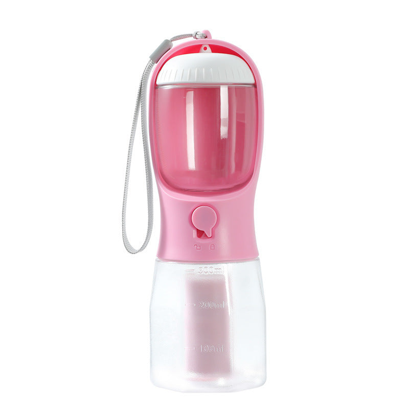 Taza de agua para perros, comedero y bolsa de basura tres en uno, portátil, pequeña y multifuncional para mascotas.